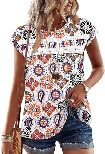 short sleeve shirts boho tops for women hippie cruise travel summer spring essentials beach vacation clothes l